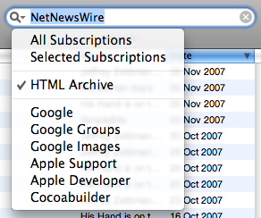 NetNewsWire's new search feature: HTML Archives