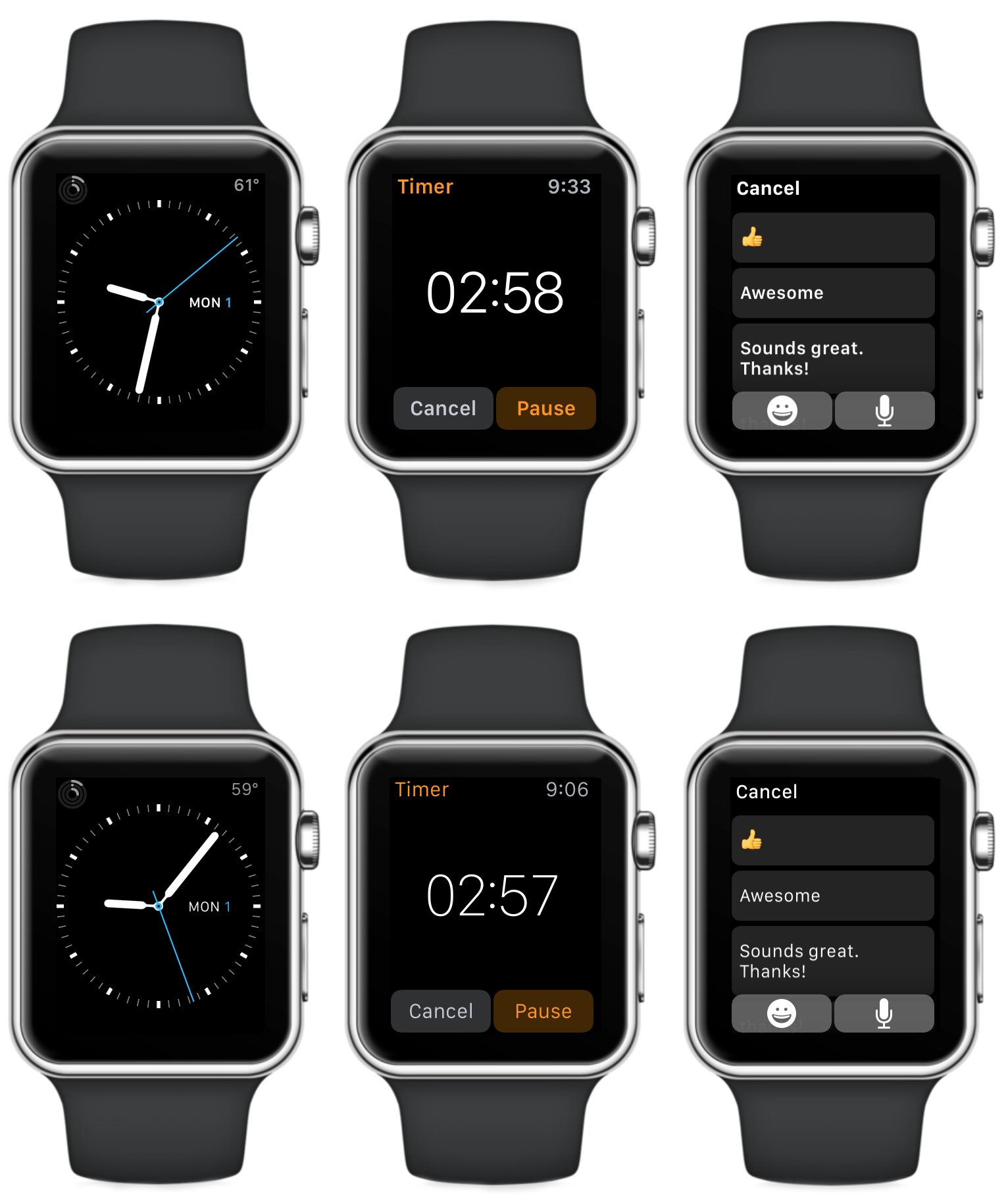 Apple Watch with bold and unbold text