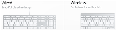 The Apple Wireless Keyboard versus the wired. Who's got a numberpad?