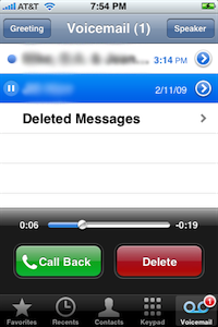 Location of Call Back button on iPhone voicemail