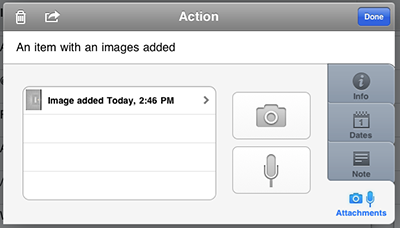 A photo attachment on OmniFocus for iPad