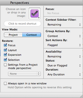 Buildig Custom Perspectives in OmniFocus