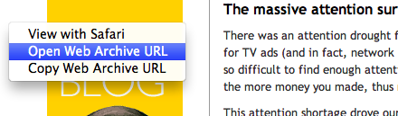 Open Web Archive Contextual Menu
